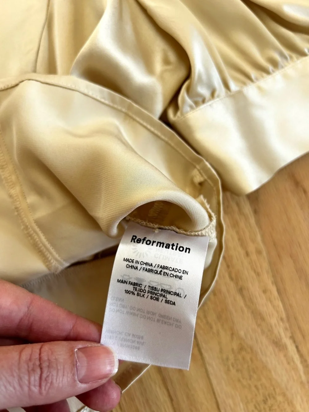 REFORMATION mendez silk top cropped blouse romantic ivory champagne size 12
